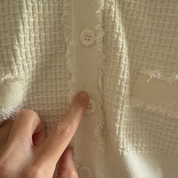 Adrianna Papell Frayed Waffle Knit Cardigan, Small, White - Picture 10 of 13